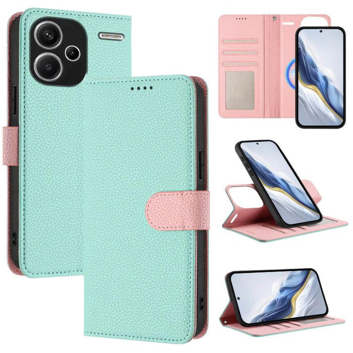 Funda magnética desmontable para teléfono con textura de lichi y cubierta de cuero vegano., For Redmi 14C 4G / 14R 5G / Poco C75, For Redmi Note 14 5G Global, For Redmi Note 14 Pro+ 5G Global, For Redmi Note 14 Pro 5G Global                            ...