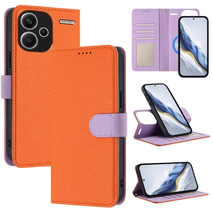 Funda magnética desmontable para teléfono con textura de lichi y cubierta de cuero vegano., For Redmi 14C 4G / 14R 5G / Poco C75, For Redmi Note 14 5G Global, For Redmi Note 14 Pro+ 5G Global, For Redmi Note 14 Pro 5G Global                            ...