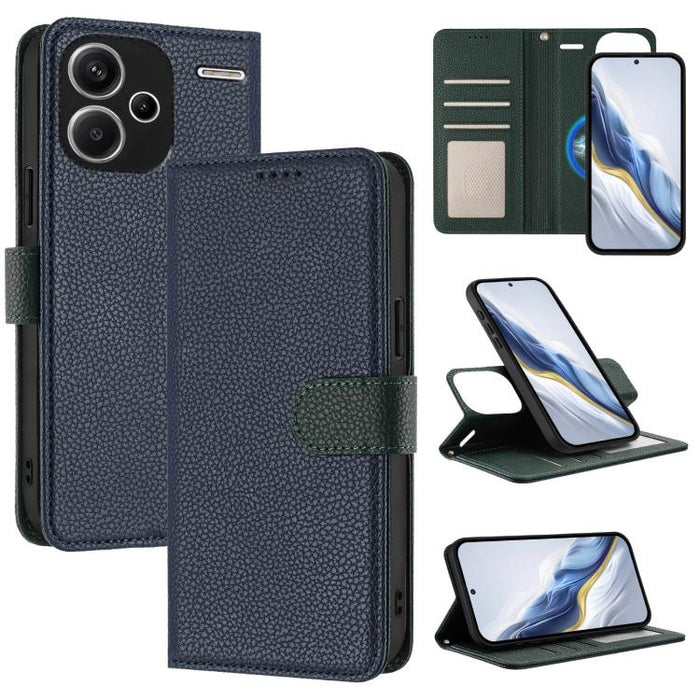 Funda magnética desmontable para teléfono con textura de lichi y cubierta de cuero vegano., For Redmi 14C 4G / 14R 5G / Poco C75, For Redmi Note 14 5G Global, For Redmi Note 14 Pro+ 5G Global, For Redmi Note 14 Pro 5G Global                            ...