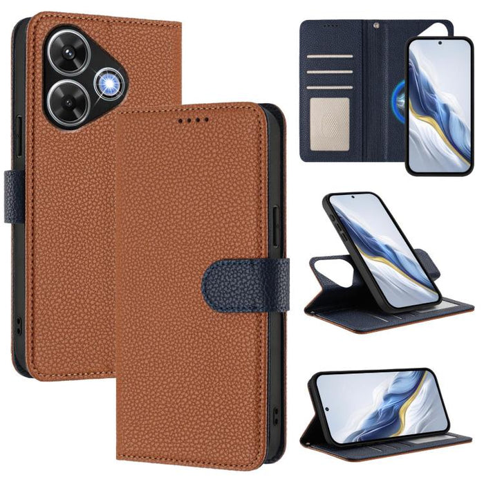 Funda magnética desmontable para teléfono con textura de lichi y cubierta de cuero vegano., For Redmi 14C 4G / 14R 5G / Poco C75, For Redmi Note 14 5G Global, For Redmi Note 14 Pro+ 5G Global, For Redmi Note 14 Pro 5G Global                            ...