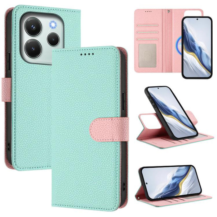 Funda magnética desmontable para teléfono con textura de lichi y cubierta de cuero vegano., For Redmi 14C 4G / 14R 5G / Poco C75, For Redmi Note 14 5G Global, For Redmi Note 14 Pro+ 5G Global, For Redmi Note 14 Pro 5G Global                            ...