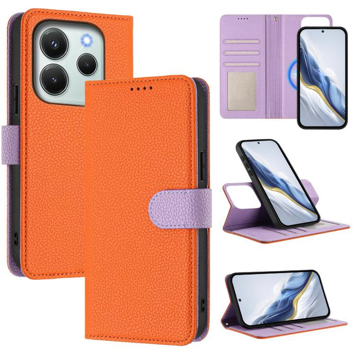 Funda magnética desmontable para teléfono con textura de lichi y cubierta de cuero vegano., For Redmi 14C 4G / 14R 5G / Poco C75, For Redmi Note 14 5G Global, For Redmi Note 14 Pro+ 5G Global, For Redmi Note 14 Pro 5G Global                            ...