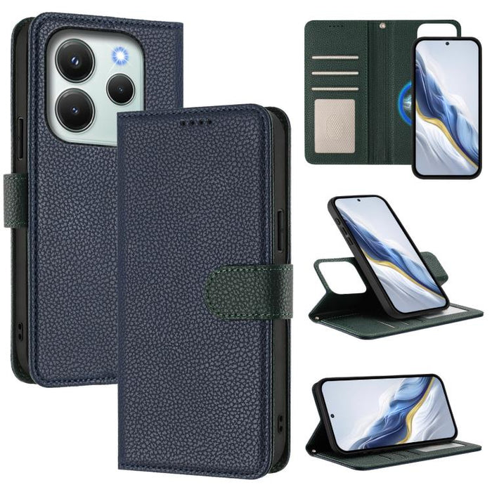 Funda magnética desmontable para teléfono con textura de lichi y cubierta de cuero vegano., For Redmi 14C 4G / 14R 5G / Poco C75, For Redmi Note 14 5G Global, For Redmi Note 14 Pro+ 5G Global, For Redmi Note 14 Pro 5G Global                            ...