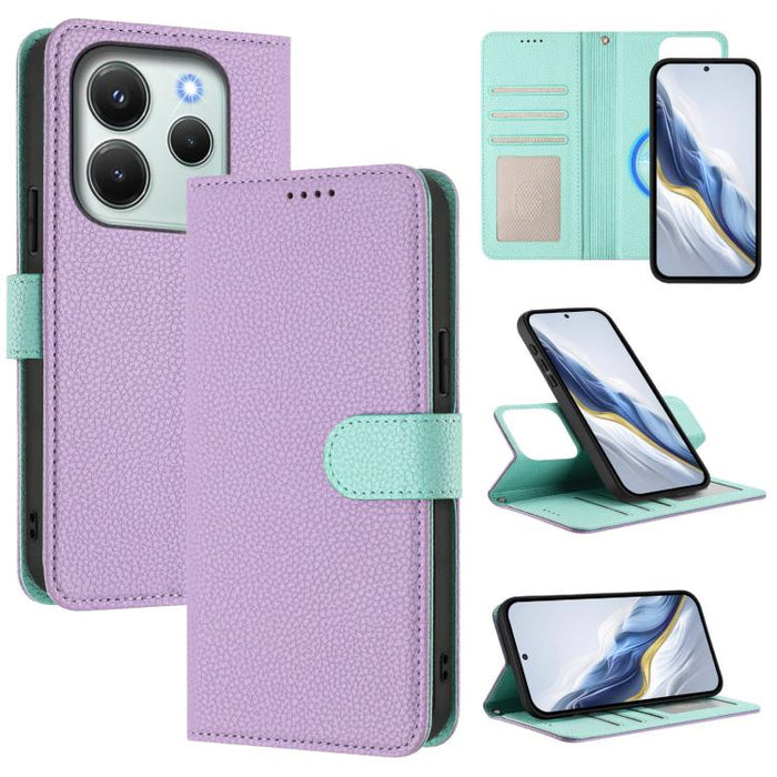 Funda magnética desmontable para teléfono con textura de lichi y cubierta de cuero vegano., For Redmi 14C 4G / 14R 5G / Poco C75, For Redmi Note 14 5G Global, For Redmi Note 14 Pro+ 5G Global, For Redmi Note 14 Pro 5G Global                            ...