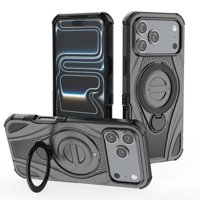 Star Ring Metallic Pivot Bracket Magnetic Phone Case, For iPhone 17 Pro Max, For iPhone 17 Pro, For iPhone 17, For iPhone Air, For iPhone 16 Pro Max, For iPhone 16 Pro, For iPhone 16