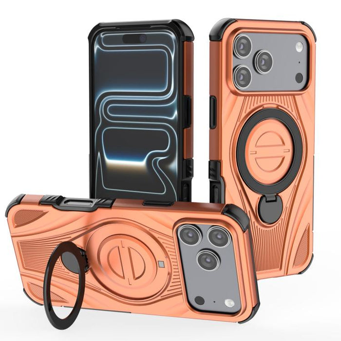 Star Ring Metallic Pivot Bracket Magnetic Phone Case, For iPhone 17 Pro Max, For iPhone 17 Pro, For iPhone 17, For iPhone Air, For iPhone 16 Pro Max, For iPhone 16 Pro, For iPhone 16