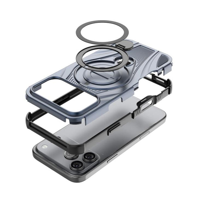 Star Ring Metallic Pivot Bracket Magnetic Phone Case, For iPhone 17 Pro Max, For iPhone 17 Pro, For iPhone 17, For iPhone Air, For iPhone 16 Pro Max, For iPhone 16 Pro, For iPhone 16