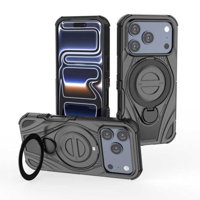 Star Ring Metallic Pivot Bracket Magnetic Phone Case, For iPhone 17 Pro Max, For iPhone 17 Pro, For iPhone 17, For iPhone Air, For iPhone 16 Pro Max, For iPhone 16 Pro, For iPhone 16