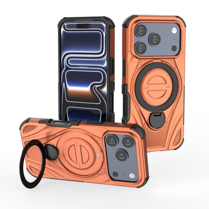 Star Ring Metallic Pivot Bracket Magnetic Phone Case, For iPhone 17 Pro Max, For iPhone 17 Pro, For iPhone 17, For iPhone Air, For iPhone 16 Pro Max, For iPhone 16 Pro, For iPhone 16
