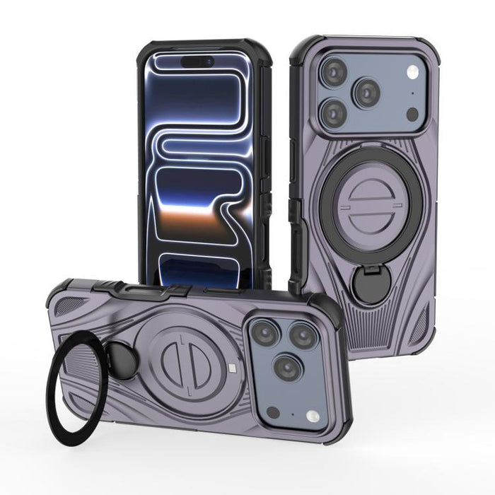 Star Ring Metallic Pivot Bracket Magnetic Phone Case, For iPhone 17 Pro Max, For iPhone 17 Pro, For iPhone 17, For iPhone Air, For iPhone 16 Pro Max, For iPhone 16 Pro, For iPhone 16