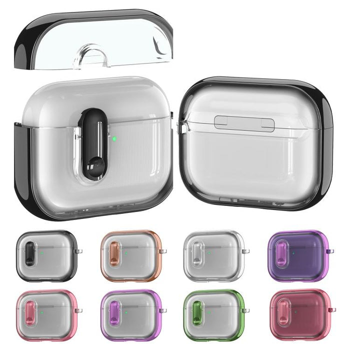 Clear Electroplating Wireless Earphones Case with Switch, For AirPods Pro 3, For AirPods 4, For AirPods Pro 2, For AirPods Pro