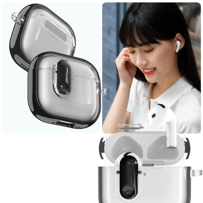 Clear Electroplating Wireless Earphones Case with Switch, For AirPods Pro 3, For AirPods 4, For AirPods Pro 2, For AirPods Pro