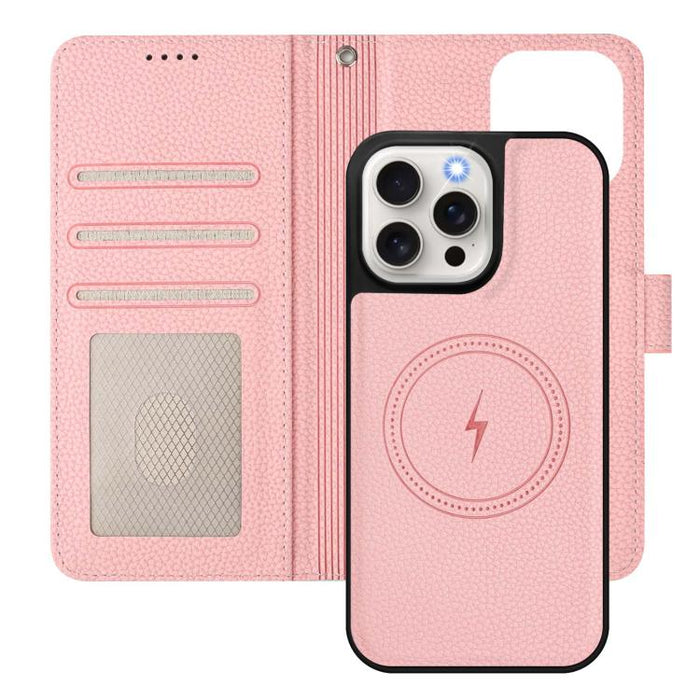 Detachable Litchi Texture Magnetic Side-Patch Vegan Leather Phone Case, For iPhone 13 Pro Max, For iPhone 13 Pro, For iPhone 13, For iPhone 12 / 12 Pro, For iPhone 12 Pro Max, For iPhone 11 Pro Max, For iPhone 11, For iPhone 11 Pro                     ...