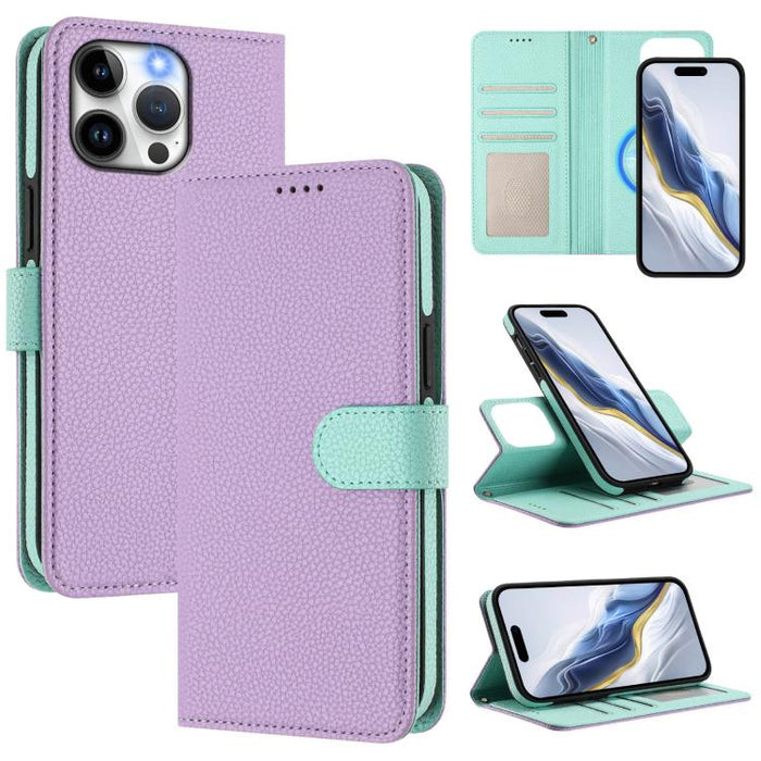 Detachable Litchi Texture Magnetic Side-Patch Vegan Leather Phone Case, For iPhone 13 Pro Max, For iPhone 13 Pro, For iPhone 13, For iPhone 12 / 12 Pro, For iPhone 12 Pro Max, For iPhone 11 Pro Max, For iPhone 11, For iPhone 11 Pro                     ...