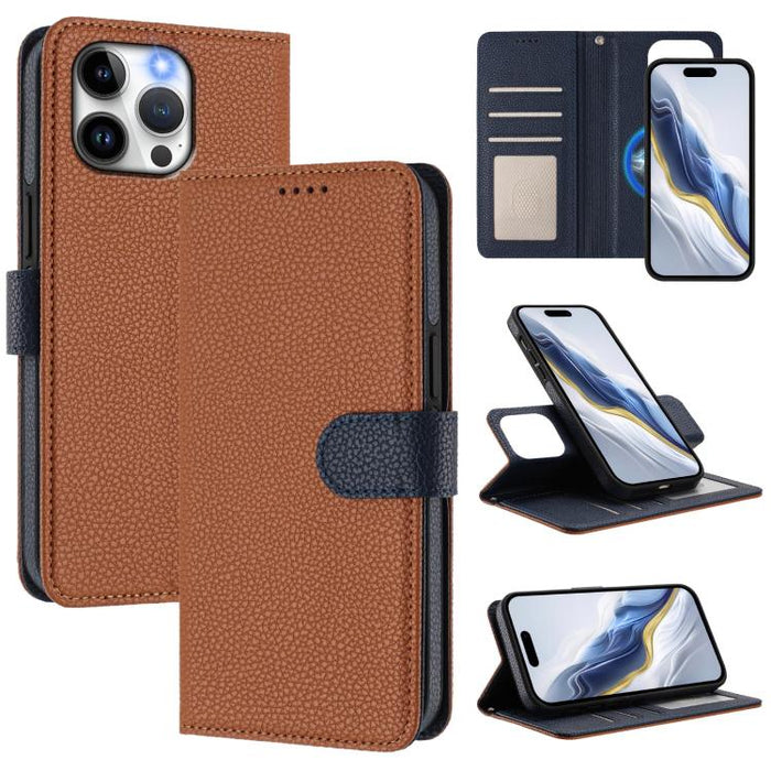 Detachable Litchi Texture Magnetic Side-Patch Vegan Leather Phone Case, For iPhone 13 Pro Max, For iPhone 13 Pro, For iPhone 13, For iPhone 12 / 12 Pro, For iPhone 12 Pro Max, For iPhone 11 Pro Max, For iPhone 11, For iPhone 11 Pro                     ...