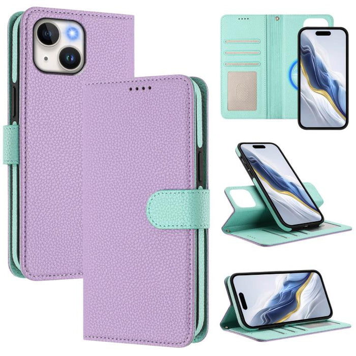 Detachable Litchi Texture Magnetic Side-Patch Vegan Leather Phone Case, For iPhone 13 Pro Max, For iPhone 13 Pro, For iPhone 13, For iPhone 12 / 12 Pro, For iPhone 12 Pro Max, For iPhone 11 Pro Max, For iPhone 11, For iPhone 11 Pro                     ...