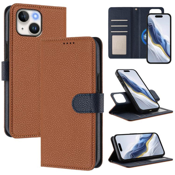 Detachable Litchi Texture Magnetic Side-Patch Vegan Leather Phone Case, For iPhone 13 Pro Max, For iPhone 13 Pro, For iPhone 13, For iPhone 12 / 12 Pro, For iPhone 12 Pro Max, For iPhone 11 Pro Max, For iPhone 11, For iPhone 11 Pro                     ...