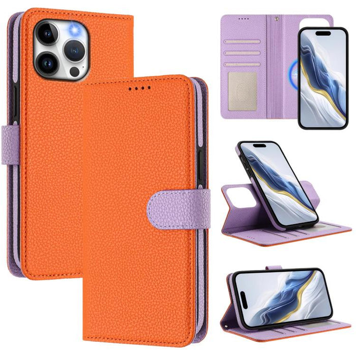 Detachable Litchi Texture Magnetic Side-Patch Vegan Leather Phone Case, For iPhone 13 Pro Max, For iPhone 13 Pro, For iPhone 13, For iPhone 12 / 12 Pro, For iPhone 12 Pro Max, For iPhone 11 Pro Max, For iPhone 11, For iPhone 11 Pro                     ...