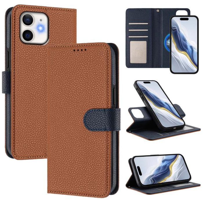 Detachable Litchi Texture Magnetic Side-Patch Vegan Leather Phone Case, For iPhone 13 Pro Max, For iPhone 13 Pro, For iPhone 13, For iPhone 12 / 12 Pro, For iPhone 12 Pro Max, For iPhone 11 Pro Max, For iPhone 11, For iPhone 11 Pro                     ...