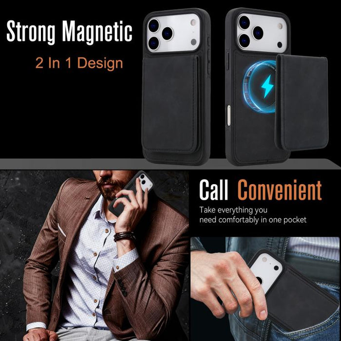 YM030 Retro Faux Leather Magnetic Detachable Wallet Phone Case, For iPhone 17 Pro Max, For iPhone 17 Pro