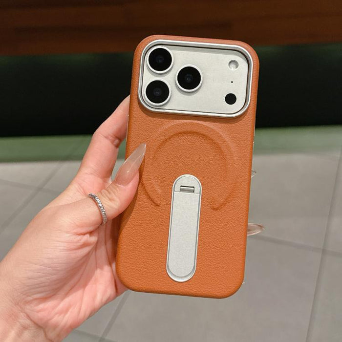Invisible Holder PC + Vegan Leather Magnetic Phone Case, For iPhone 17 Pro Max, For iPhone 17 Pro