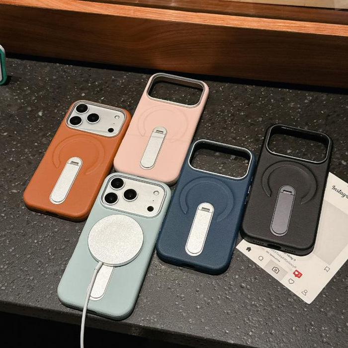 Invisible Holder PC + Vegan Leather Magnetic Phone Case, For iPhone 17 Pro Max, For iPhone 17 Pro