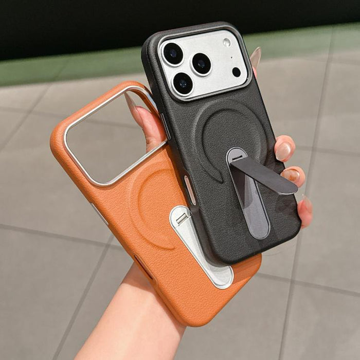 Invisible Holder PC + Vegan Leather Magnetic Phone Case, For iPhone 17 Pro Max, For iPhone 17 Pro