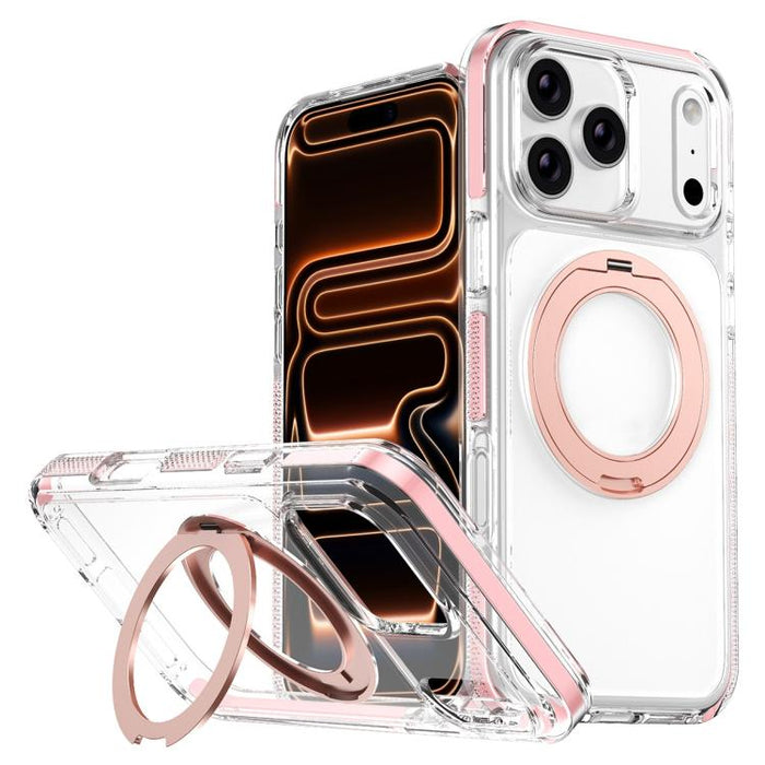 Funda para teléfono Ice Armor con soporte magnético giratorio, híbrida de PC y TPU., For iPhone 17 Pro Max, For iPhone 17 Pro, For iPhone Air