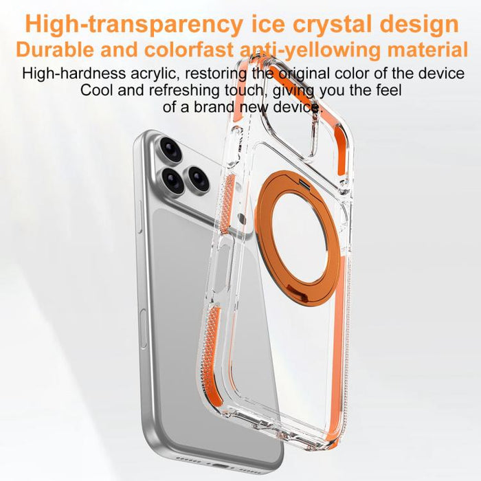 Funda para teléfono Ice Armor con soporte magnético giratorio, híbrida de PC y TPU., For iPhone 17 Pro Max, For iPhone 17 Pro, For iPhone Air