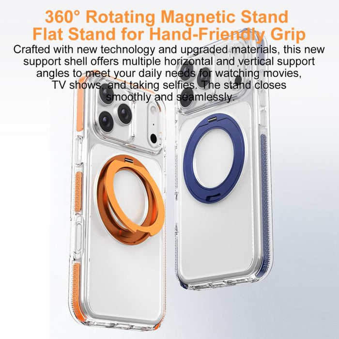 Funda para teléfono Ice Armor con soporte magnético giratorio, híbrida de PC y TPU., For iPhone 17 Pro Max, For iPhone 17 Pro, For iPhone Air