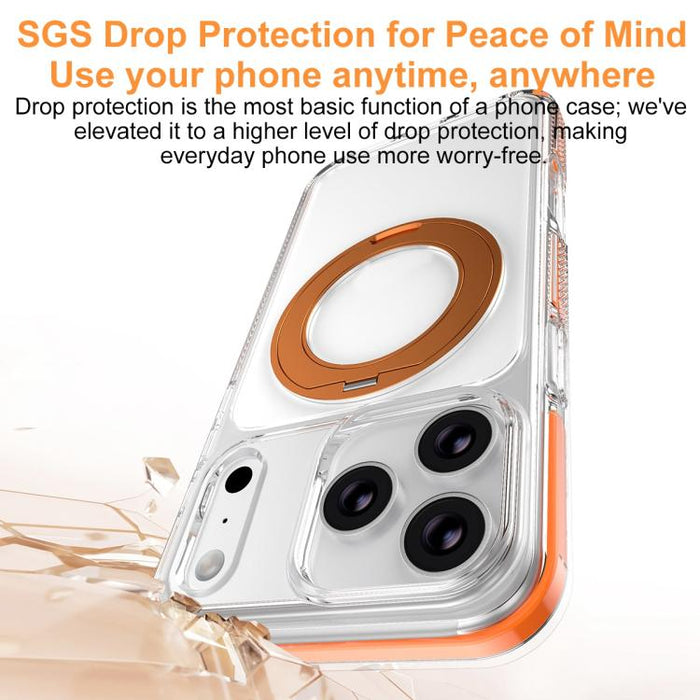 Funda para teléfono Ice Armor con soporte magnético giratorio, híbrida de PC y TPU., For iPhone 17 Pro Max, For iPhone 17 Pro, For iPhone Air