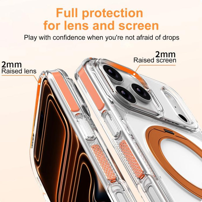 Funda para teléfono Ice Armor con soporte magnético giratorio, híbrida de PC y TPU., For iPhone 17 Pro Max, For iPhone 17 Pro, For iPhone Air