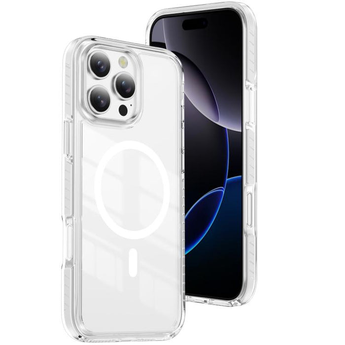 Funda para teléfono híbrida de TPU y acrílico magnético transparente Crystal Shield, For iPhone 17 Pro Max, For iPhone 17 Pro, For iPhone 17, For iPhone Air, For iPhone 16 Pro Max, For iPhone 16 Pro, For iPhone 16 Plus, For iPhone 16                   ...