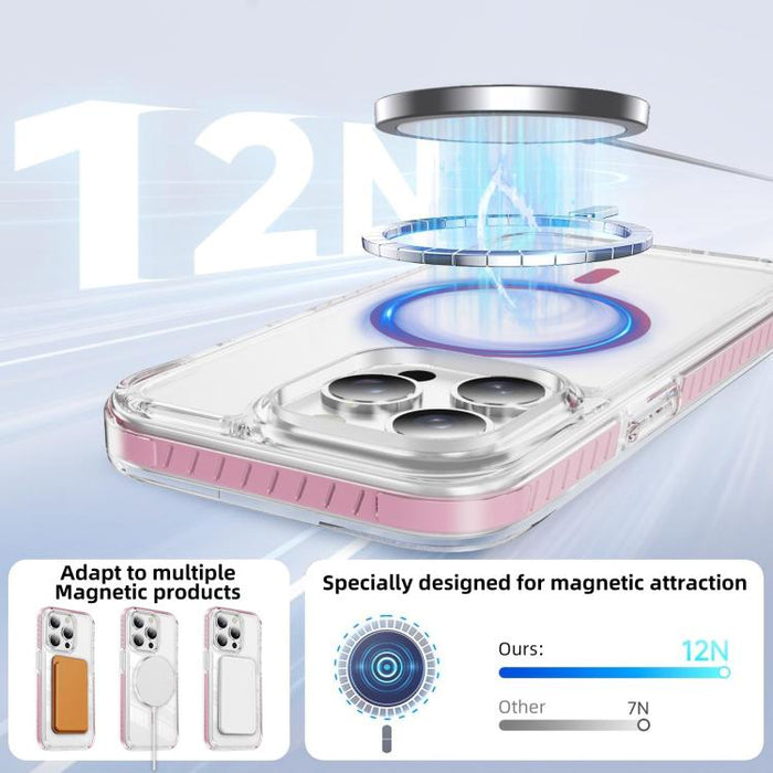 Funda para teléfono híbrida de TPU y acrílico magnético transparente Crystal Shield, For iPhone 14 Plus, For iPhone 14 / 13, For iPhone 14 Pro, For iPhone 14 Pro Max, For iPhone 13 Pro Max, For iPhone 13 Pro, For iPhone 12 / 12 Pro, For iPhone 12 Pro Max