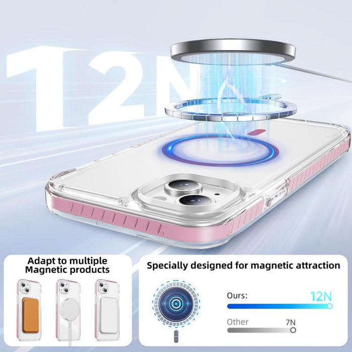 Funda para teléfono híbrida de TPU y acrílico magnético transparente Crystal Shield, For iPhone 14 Plus, For iPhone 14 / 13, For iPhone 14 Pro, For iPhone 14 Pro Max, For iPhone 13 Pro Max, For iPhone 13 Pro, For iPhone 12 / 12 Pro, For iPhone 12 Pro Max
