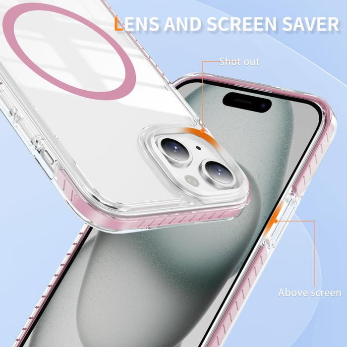 Funda para teléfono híbrida de TPU y acrílico magnético transparente Crystal Shield, For iPhone 14 Plus, For iPhone 14 / 13, For iPhone 14 Pro, For iPhone 14 Pro Max, For iPhone 13 Pro Max, For iPhone 13 Pro, For iPhone 12 / 12 Pro, For iPhone 12 Pro Max