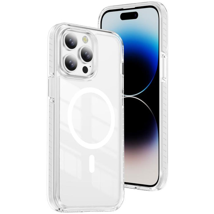Funda para teléfono híbrida de TPU y acrílico magnético transparente Crystal Shield, For iPhone 14 Plus, For iPhone 14 / 13, For iPhone 14 Pro, For iPhone 14 Pro Max, For iPhone 13 Pro Max, For iPhone 13 Pro, For iPhone 12 / 12 Pro, For iPhone 12 Pro Max