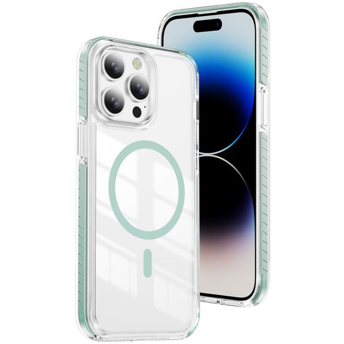 Funda para teléfono híbrida de TPU y acrílico magnético transparente Crystal Shield, For iPhone 14 Plus, For iPhone 14 / 13, For iPhone 14 Pro, For iPhone 14 Pro Max, For iPhone 13 Pro Max, For iPhone 13 Pro, For iPhone 12 / 12 Pro, For iPhone 12 Pro Max