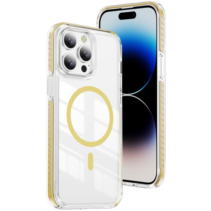 Funda para teléfono híbrida de TPU y acrílico magnético transparente Crystal Shield, For iPhone 14 Plus, For iPhone 14 / 13, For iPhone 14 Pro, For iPhone 14 Pro Max, For iPhone 13 Pro Max, For iPhone 13 Pro, For iPhone 12 / 12 Pro, For iPhone 12 Pro Max
