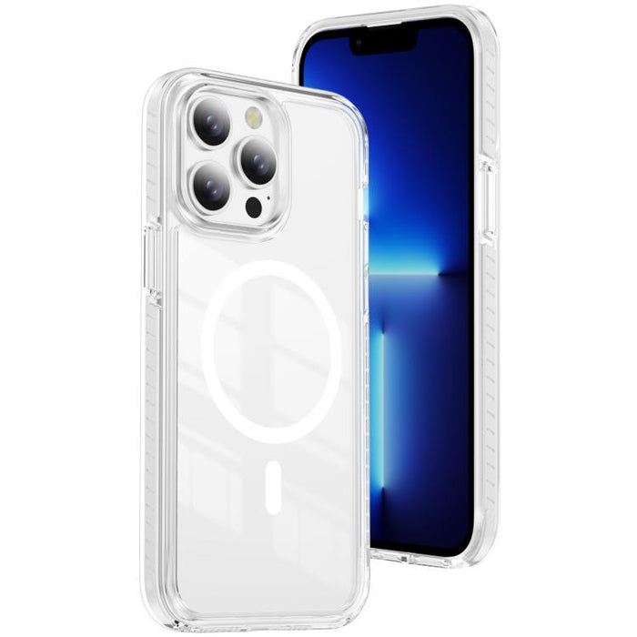 Funda para teléfono híbrida de TPU y acrílico magnético transparente Crystal Shield, For iPhone 14 Plus, For iPhone 14 / 13, For iPhone 14 Pro, For iPhone 14 Pro Max, For iPhone 13 Pro Max, For iPhone 13 Pro, For iPhone 12 / 12 Pro, For iPhone 12 Pro Max