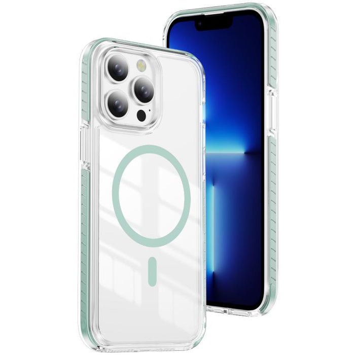 Funda para teléfono híbrida de TPU y acrílico magnético transparente Crystal Shield, For iPhone 14 Plus, For iPhone 14 / 13, For iPhone 14 Pro, For iPhone 14 Pro Max, For iPhone 13 Pro Max, For iPhone 13 Pro, For iPhone 12 / 12 Pro, For iPhone 12 Pro Max