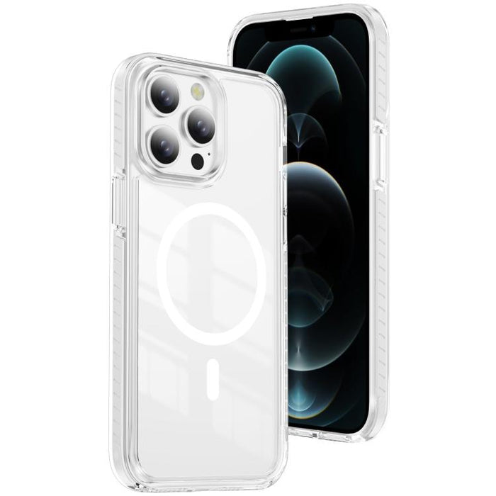 Funda para teléfono híbrida de TPU y acrílico magnético transparente Crystal Shield, For iPhone 14 Plus, For iPhone 14 / 13, For iPhone 14 Pro, For iPhone 14 Pro Max, For iPhone 13 Pro Max, For iPhone 13 Pro, For iPhone 12 / 12 Pro, For iPhone 12 Pro Max