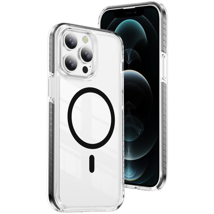 Funda para teléfono híbrida de TPU y acrílico magnético transparente Crystal Shield, For iPhone 14 Plus, For iPhone 14 / 13, For iPhone 14 Pro, For iPhone 14 Pro Max, For iPhone 13 Pro Max, For iPhone 13 Pro, For iPhone 12 / 12 Pro, For iPhone 12 Pro Max