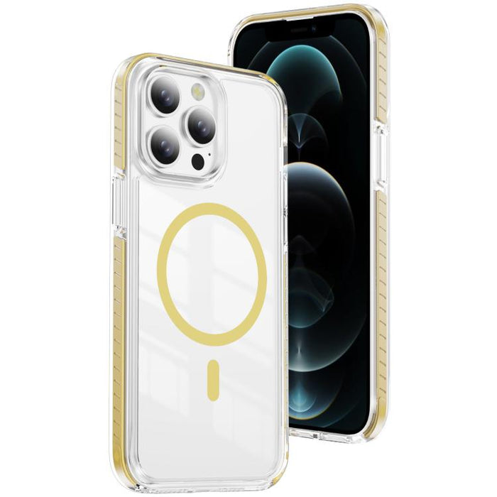 Funda para teléfono híbrida de TPU y acrílico magnético transparente Crystal Shield, For iPhone 14 Plus, For iPhone 14 / 13, For iPhone 14 Pro, For iPhone 14 Pro Max, For iPhone 13 Pro Max, For iPhone 13 Pro, For iPhone 12 / 12 Pro, For iPhone 12 Pro Max