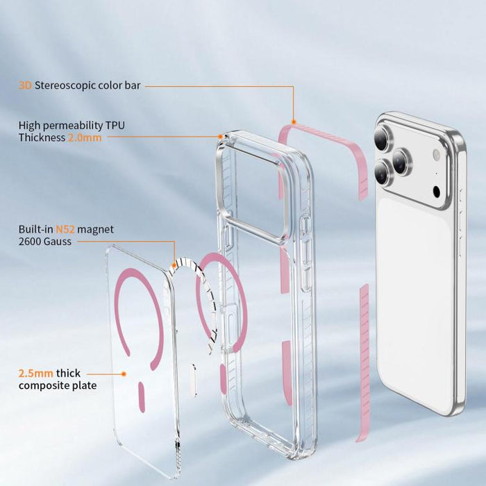 Funda para teléfono híbrida de TPU y acrílico magnético transparente Crystal Shield, For iPhone 17 Pro Max, For iPhone 17 Pro, For iPhone 17, For iPhone Air, For iPhone 16 Pro Max, For iPhone 16 Pro, For iPhone 16 Plus, For iPhone 16                   ...