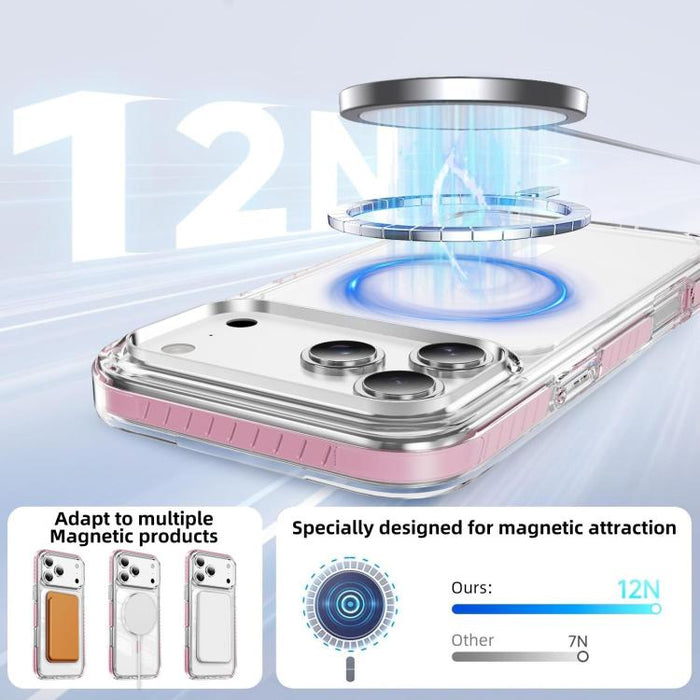 Funda para teléfono híbrida de TPU y acrílico magnético transparente Crystal Shield, For iPhone 17 Pro Max, For iPhone 17 Pro, For iPhone 17, For iPhone Air, For iPhone 16 Pro Max, For iPhone 16 Pro, For iPhone 16 Plus, For iPhone 16                   ...