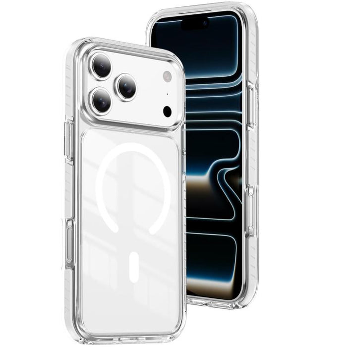 Funda para teléfono híbrida de TPU y acrílico magnético transparente Crystal Shield, For iPhone 17 Pro Max, For iPhone 17 Pro, For iPhone 17, For iPhone Air, For iPhone 16 Pro Max, For iPhone 16 Pro, For iPhone 16 Plus, For iPhone 16                   ...
