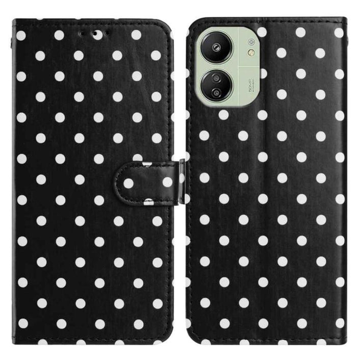 Funda para teléfono de piel vegana con estampado de pequeños puntos, For Redmi Note 14 5G, For Redmi Note 14 Pro+ 5G / 14 Pro 5G, For Redmi Note 13 4G, For Redmi 13C 4G / 5G / Poco C65