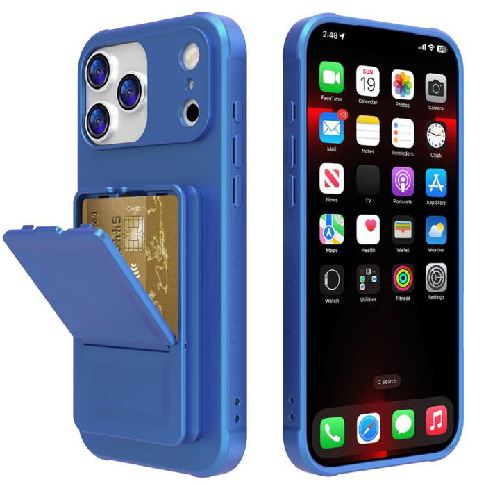 Funda para teléfono con tarjetero oculto de TPU con tacto suave y espejo oculto, con soporte., For iPhone 17 Pro Max, For iPhone 17 Pro, For iPhone 17, For iPhone Air
