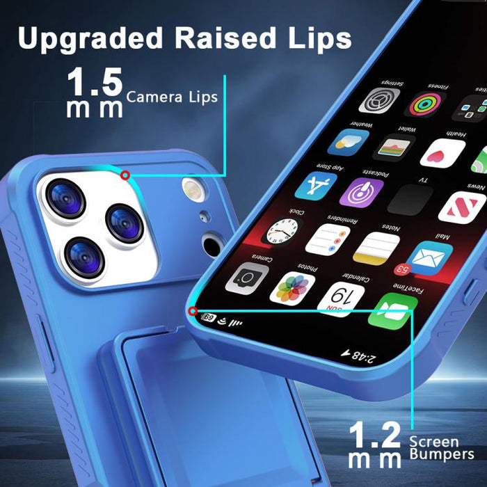 Funda para teléfono con tarjetero oculto de TPU con tacto suave y espejo oculto, con soporte., For iPhone 17 Pro Max, For iPhone 17 Pro, For iPhone 17, For iPhone Air